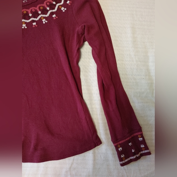 LUCKY BRAND Fair Isle Embroidery Long Sleeve Tee Size Large - Picture 3 of 6
